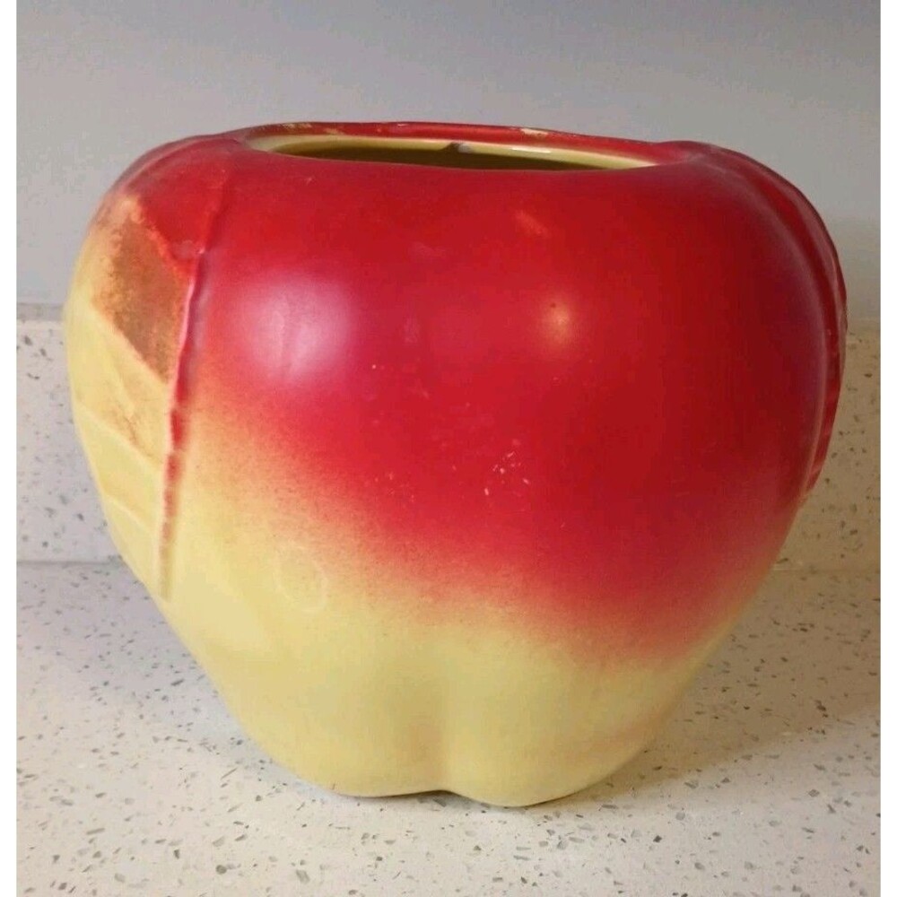 Vintage 1940s Hull Blushing Apple Cookie Jar NO LID Utensil Holder Flower Pot